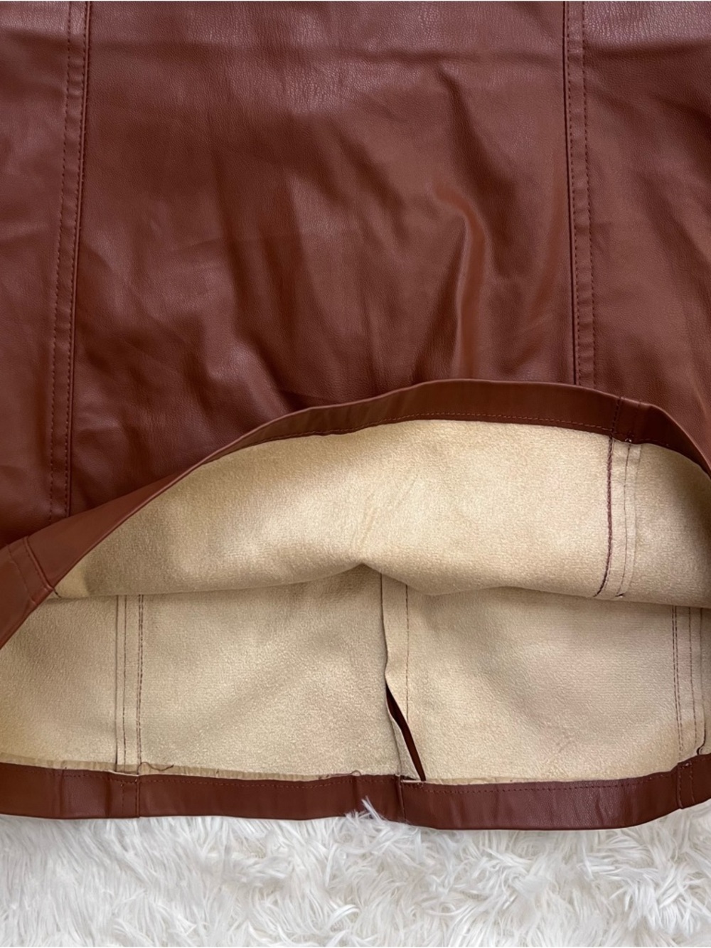 Zara Brown Faux Leather High Waisted Mini Skirt - Picture 5 of 5